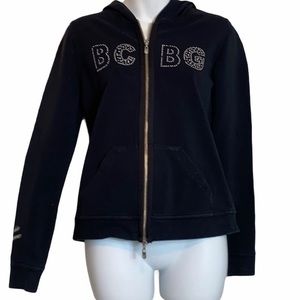BCBG Black Hoodie with Crystals Size L